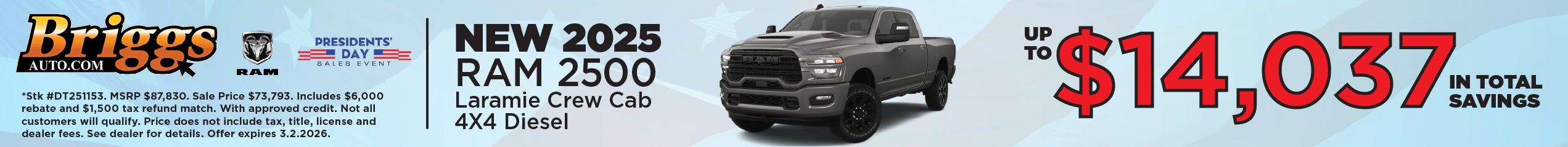 New 2025 RAM 2500 Laramie Crew Cab 4X4 Diesel