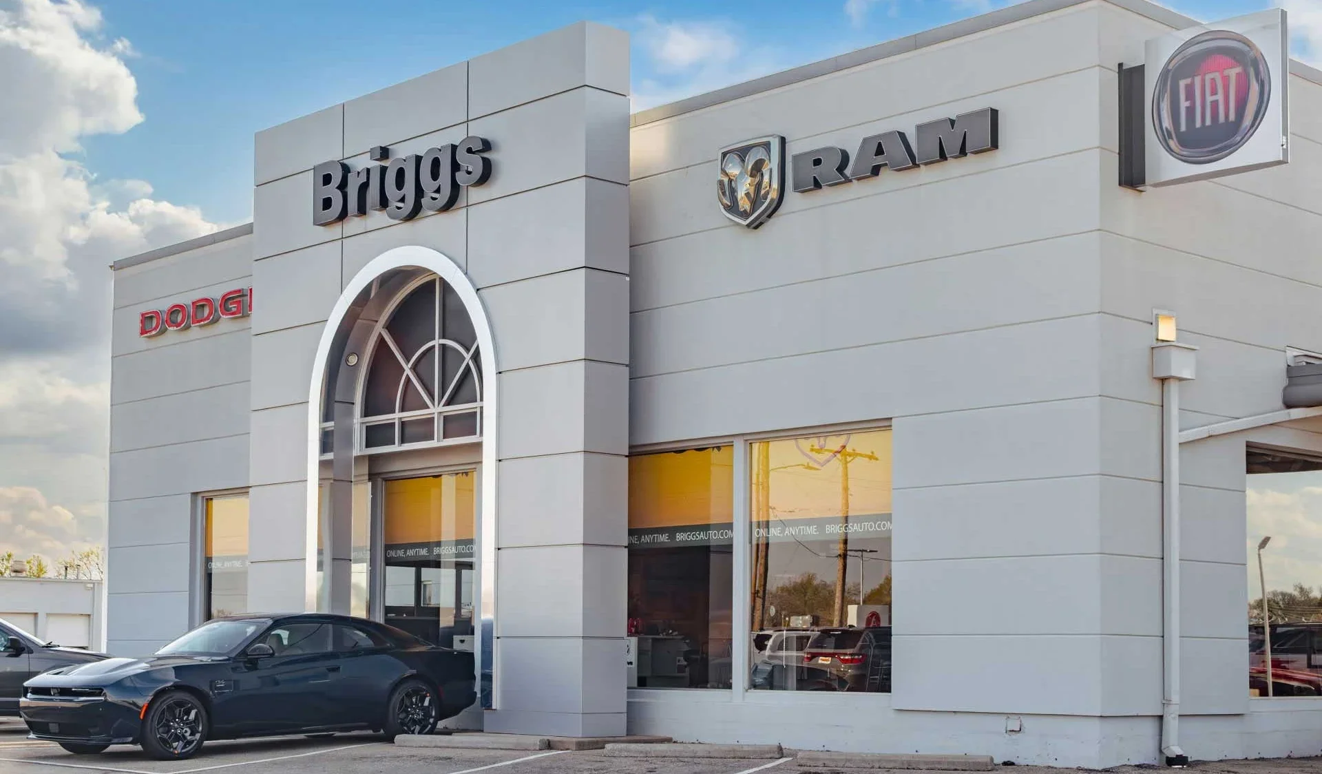 The Briggs Dodge Ram FIAT dealership storefront in Topeka, Kansas