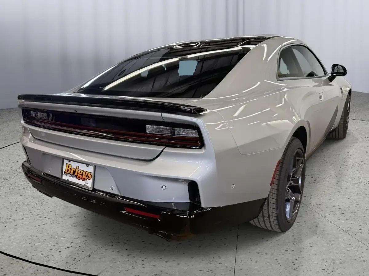 The Charger from the rear three-quarter.