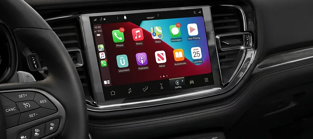 Uconnect touchscreen running Apple CarPlay
