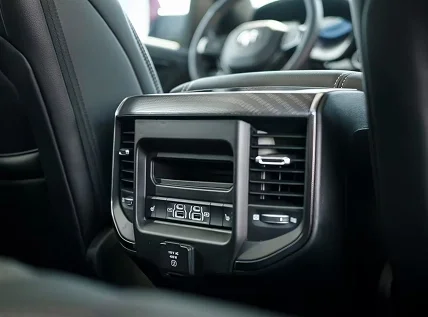 Close-up of the RAM 1500 centre air vents and climate controls