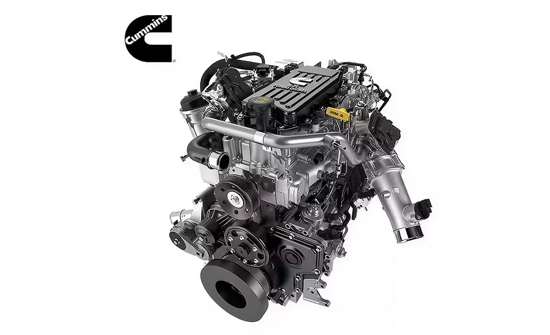 High-output 6.7L Cummins turbo diesel inline-six engine on a white background with the Cummins logo