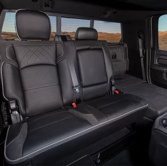 RAM 2500 rear bench with one section folded flat to open up load space