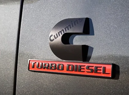 Cummins Turbo Diesel badge on the front fender of a RAM 2500