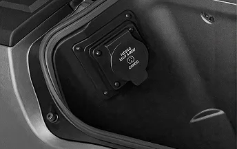 Close-up of the RAM BOX lettering embossed on the storage bin lid