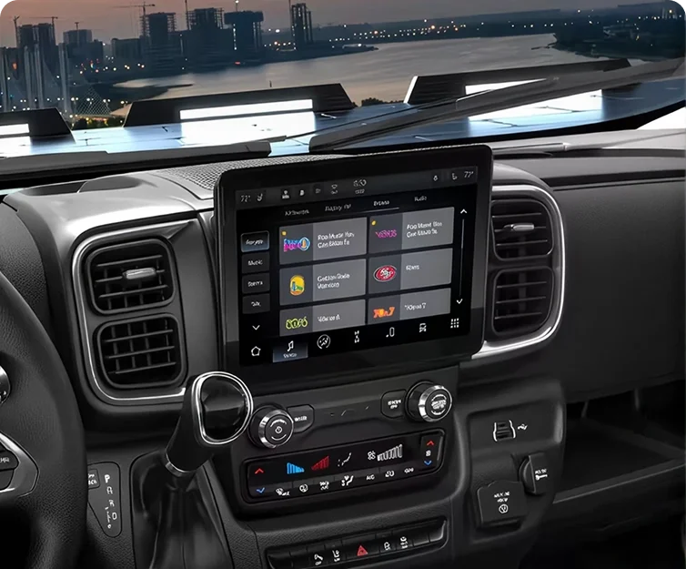 RAM touchscreen displaying the SiriusXM with 360L music interface