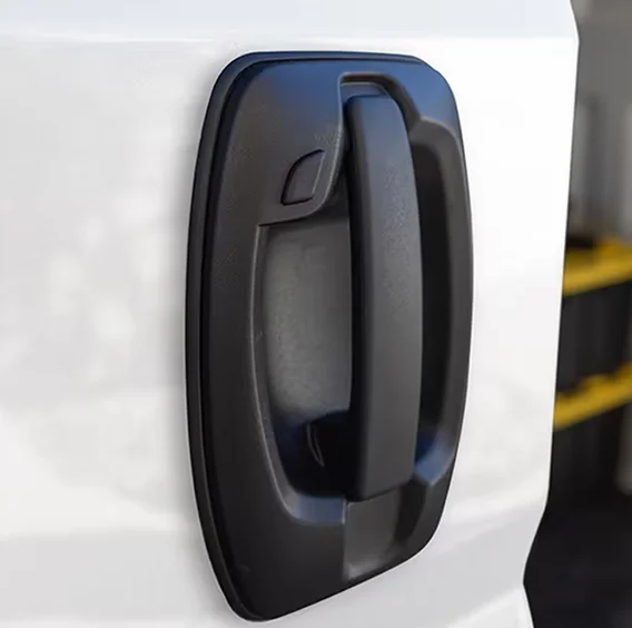Close-up of the RAM ProMaster door handle with keyless entry button