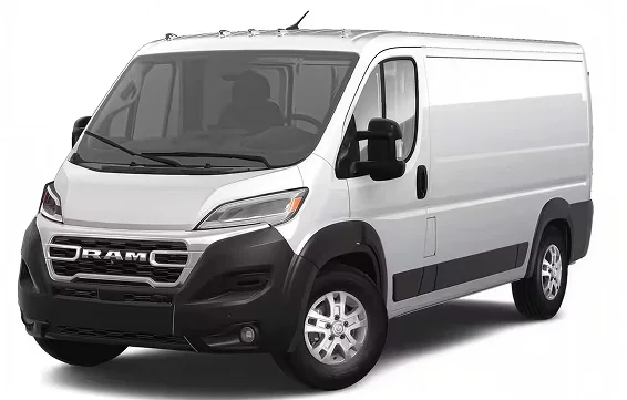White RAM ProMaster SLT+ cargo van shown in profile