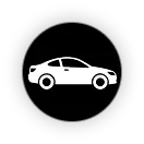 Line-drawing icon of a coupe