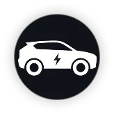 Line-drawing icon of an electric car